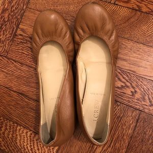 J Crew Tan Leather Ballet Flats
